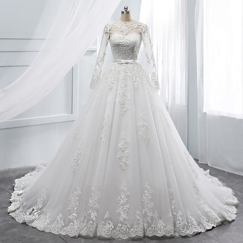 2019 A-line Vintage wedding dress long sleeves l